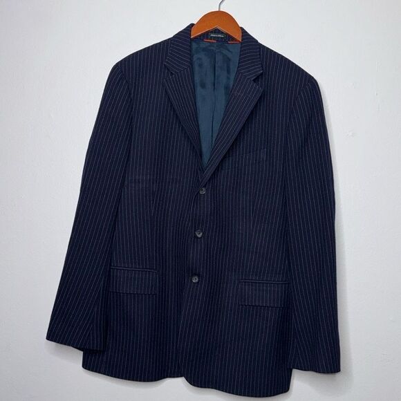 J. Crew Navy Striped 100% Wool Blazer Size 46R - Picture 1 of 11